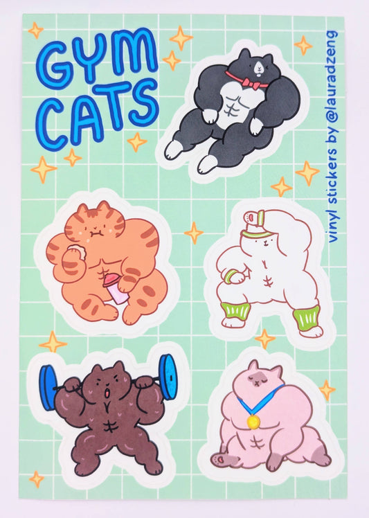 Gym Cats Buff Kitties Sticker Sheet