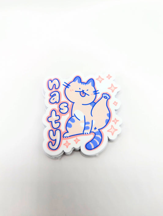 Nasty Funny Cute Cat Vinyl Sticker