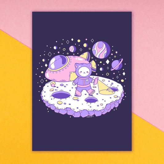 Marsh The Astronaut Cat Holographic Art Print