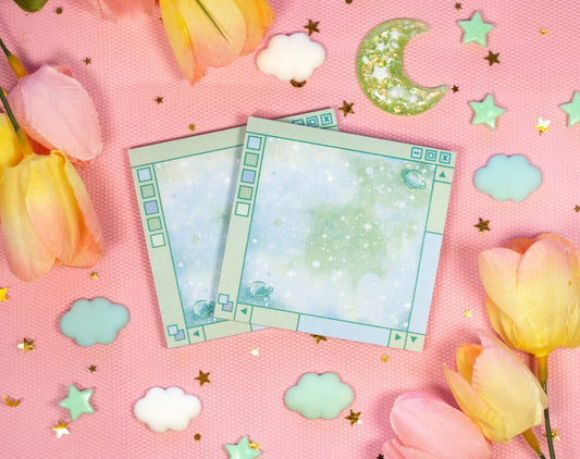 Green Galaxy Window Sticky Notes