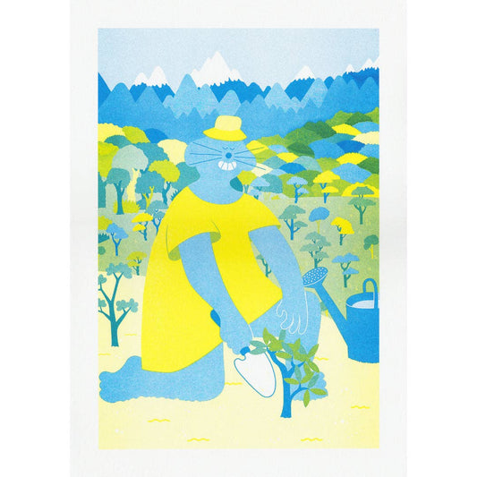 Tree Planter Risograph Print