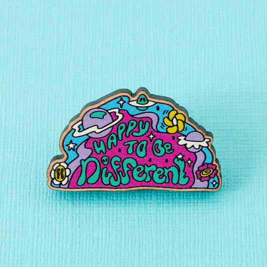 Happy To Be Different Wooden Eco Pin