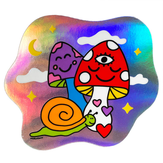 Cosmic Mushrooms Holographic Sticker