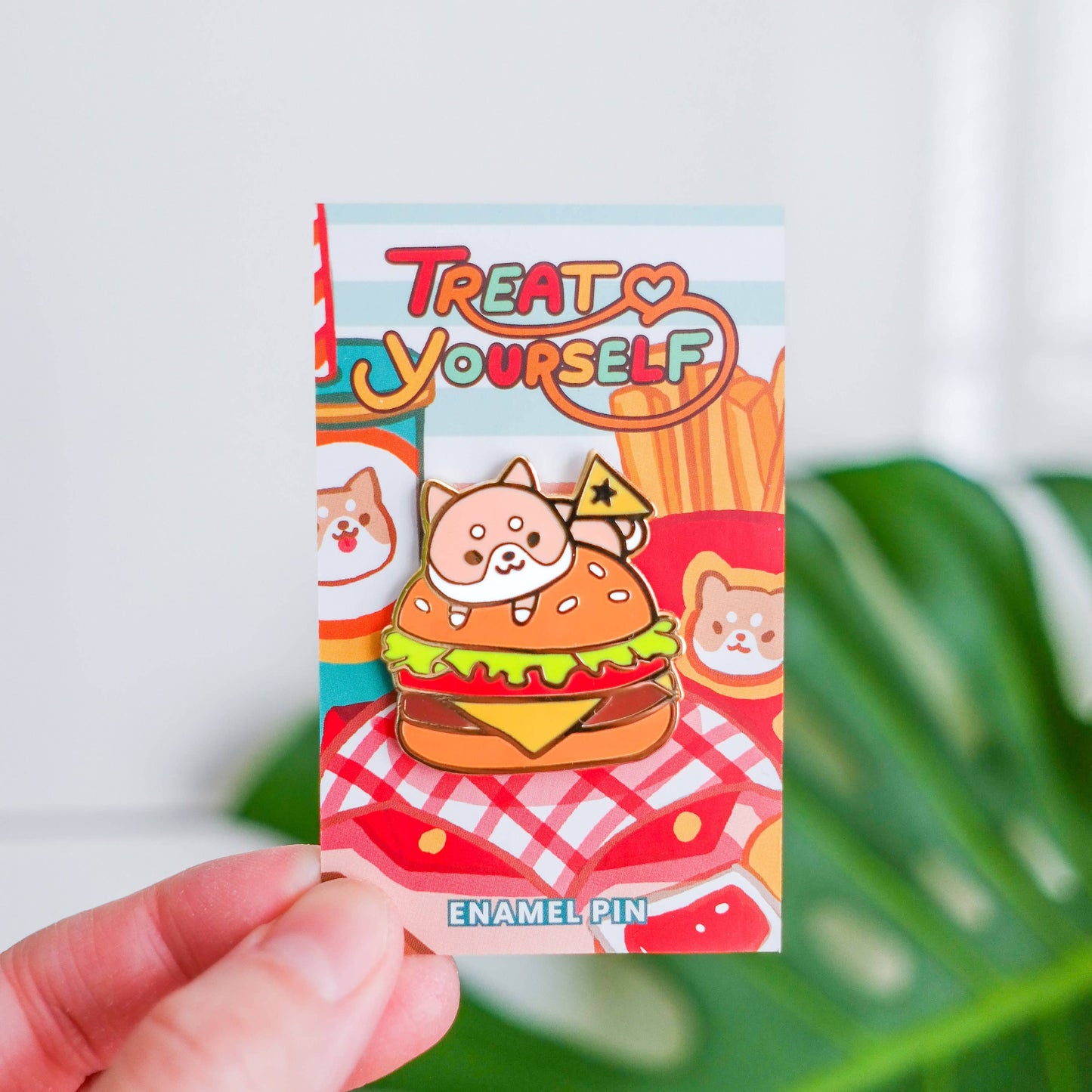 Fast Food Burger and Shiba Enamel Pin